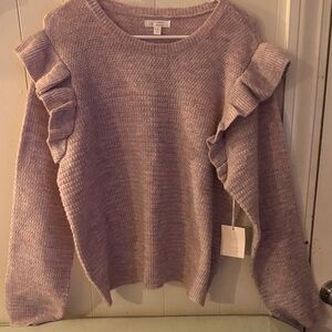 LC Lauren Conrad Women's Sweater with Ruffles - Light Purple